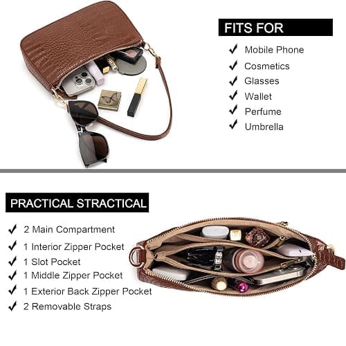 NIUEIMEE ZHOU Small Shoulder bag with 2 Removable Straps Cross Body Clutch Purse Handbag for Women thumbnail 4