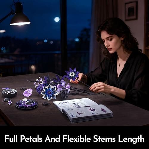 SOOLIO Dahlia Flower Bouquet Building Set for Adults, Christmas Creative Gift for Women Girlfriend Gothic Botanical Collection - Buildable Artificial Floral for Home or Office Decor (609 PCS) thumbnail 7