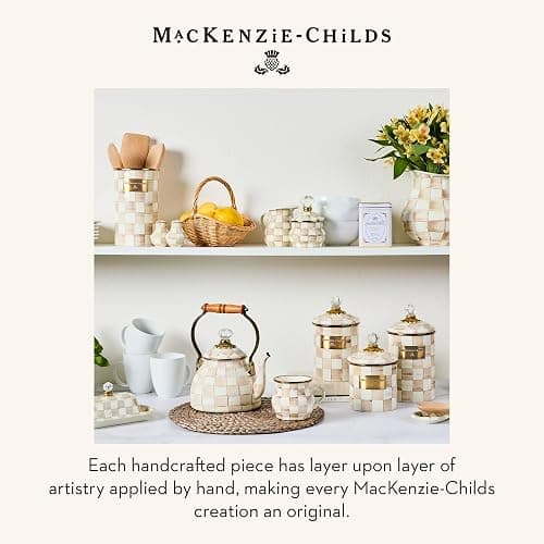 MACKENZIE-CHILDS Enamel Utensil Holder, Kitchen Utensil Holder for Countertop, Brown-and-White Mocha Check thumbnail 6