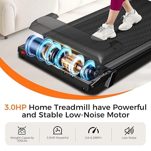 Aiteid Treadmill with Incline,3.0HP Small Treadmills for Home,Portable Electric Treadmill with Handles,Lightweight Walking Pad,Compact Running Treadmills,Walking Pad with Handle,300LBS Capacity thumbnail 2