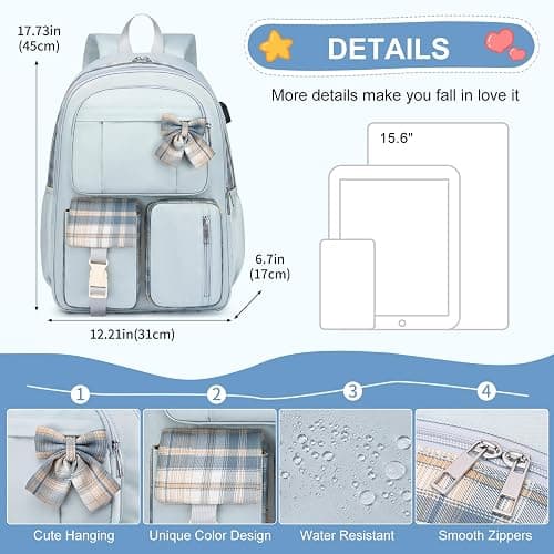 Bagsupra School Backpack for Teen Girls,Bookbag Cute Schoolbag Women for Middle High School College Student thumbnail 6