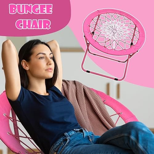 CAMP SOLUTIONS Bungee Chair Portable Foldable, Dish Chair Bunjo Game Chair for Outdoor and Indoor and Camping and BBQ (Pink) thumbnail 6
