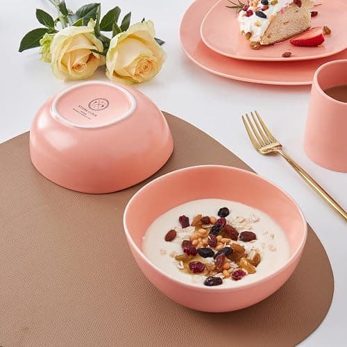 Stone Lain Delilah 6-inch Bowl 6-Piece Dish Set, Porcelain, Peach thumbnail 5