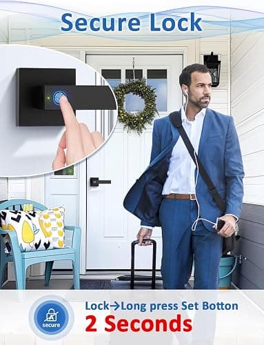 Tinewa Fingerprint Door Lock, Biometric Door Knob with Smart Lock, Keyless Entry Door Handle Lock with App, Bedroom, Office, Hotel, Pantry thumbnail 5