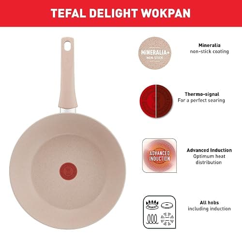 Tefal Delight Poêle wok 28 cm, Revêtement antiadhésif sûr, Indicateur de température, Corps aluminium 100% recyclé, Tous feux, Fabriqué en France G2931902 thumbnail 4