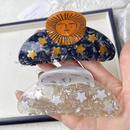 Wenlly sunflower hair claw, cellulose acetate hair jaw clip, non-slip hair hold barrettes for women and girls, 1 piece thumbnail 6