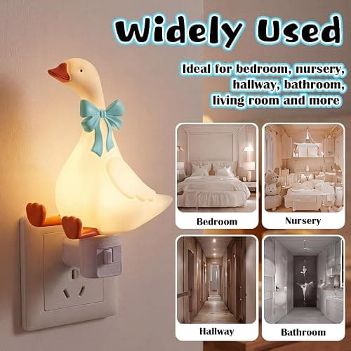 Gerrii Silly Goose Night Light Plug in Blue Decor for Kids Bedroom | Blue Bow, Resin Night Light Decor, LED Lamp in Dusk to Dawn, Cute Gifts, for Nursery, Kids Bedroom Bathroom thumbnail 4