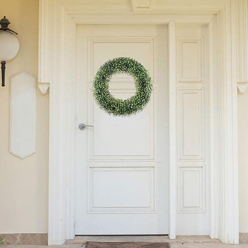 Pure Garden 19.5-Inch Boxwood Wreath - Round UV Resistant Artificial Spring, Summer, Fall, or Winter Wreath - Indoor/Outdoor Wreaths for Front Door thumbnail 2