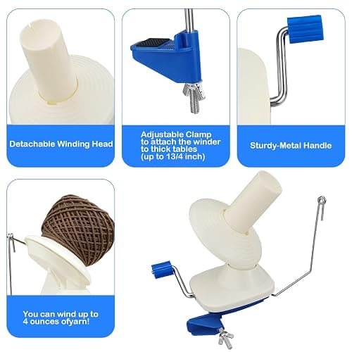 LAMXD Enrouleur de balles de Fil, 4oz Fil Ficelle Enrouleur,Laine à chaîne Manuelle en Fibre de chaîne Machines à bobines de Laine familiale, y compris les aiguilles à tricoter - XS thumbnail 6
