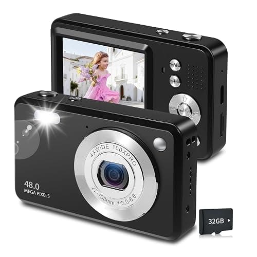 Digital Camera for Kids,1080P 48MP Point and Shoot Digital Cameras with 32GB Memory Card and 16X Digital Zoom Kids Camera, Compact Portable Small Gift for Boys Girls Teenager - Image 1