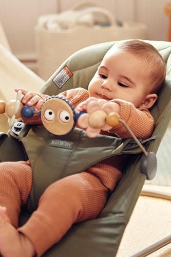 BabyBjörn Bouncer Bliss, Dark Green, Woven, Petal Quilt | 2-in-1 Adjustable Baby Bouncer Seat and Toddler Chair, Newborn to Toddler (8-29 lbs), 4 Positions, Lightweight & Portable - Dark Green - Cotton, Petal Quilt thumbnail 3