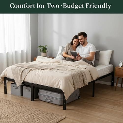 Full Size Bed Frame, 14 Inch Metal Platform Bed Frames with Heavy Duty Steel Slat Support, No Box Spring Needed, Easy Assembly, Under Bed Storage thumbnail 3
