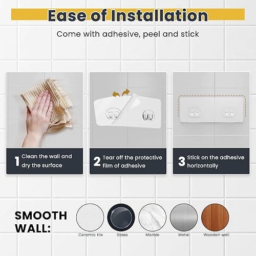 OMAIRA 3-Pack Shower Caddy with Soap Holder, Adhesive Rustproof No-drill Strudy Loading Inside Shower Organizer Shelves Rack Storage Bathroom Organization for Smooth Wall Glass Tile, Black (Large) thumbnail 6
