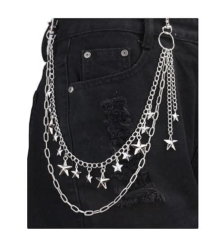 QWALIT Y2K Star Pants Chain for Men Jean Chains for Women Pocket Chain for Pants Biker Hip Punk Chains Y2K Jewelry for Women Accessory Silver Trendy Fashion for Music Festival Concert Cosplay thumbnail 4