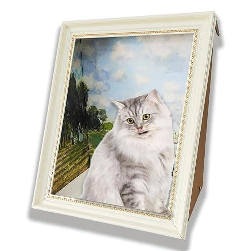 Oil Painting Cat House with Scratcher,Cat Bed Art Picture Frame Scratching Board Playing Tent Box, Assemble Kitty Couch Cave Condo Creative Pets Furniture - Kitty Living in Famous Painting - Image 1