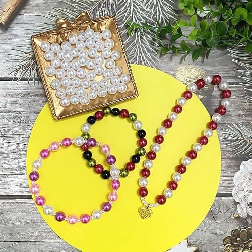 400pcs 8mm Pearl Beads Satin Luste Round Loose Plastic Pearl Craft Beads for Jewelry Making Earring Bracelet Necklace Key Chains Sewing Crafts Decoration (Purple) thumbnail 5