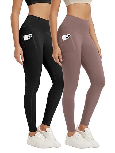 ODODOS 2-Pack 7/8 High Waist Workout Leggings with Pockets for Women, 25"/ 28" Tummy Control Athletic Yoga Pants - Image 1