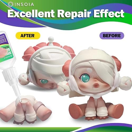 Silicone Glue, 20g Clear Super Glue for Silicone Repair Quick Fix Silicones Adhesive Heavy Duty Strong Crazy Instant Glue for Bonding Model, Toys, TPR, TPU, DIY Crafts and More thumbnail 4