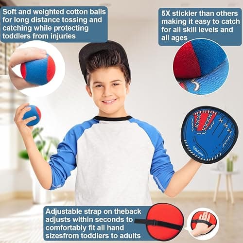 Toss and Catch Ball Game, Kids Toddler Baseball Glove & Catch Ball Toys, Kids Outdoor Games for Family, Toys for Beach Yard Outside, Birthday Christmas Gift for Ages 3 4 5 6 7 8-12 Year Old Boys Girl thumbnail 4