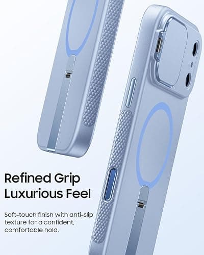 VOFATA for iPhone 17 Pro Case with Precision Lens Protection, Dual Metal Invisible Stands, Fit for Magsafe, Mil-Grade Drop Tested, Camera Control Button, Magnetic Silky Touch Phone Case,Light Blue thumbnail 6