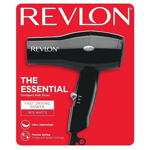 Revlon Compact Hair Dryer | 1875W Lightweight Design, Perfect for Travel, (Black) thumbnail 5