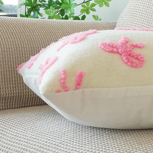 YDBDAT Coquette Room Decor Bow Throw Pillow Covers Embroidered Pillow Covers 12x20 Set of 2 Christmas Cute Bowknot Decoration Pillow Cases for Home Bedroom Lumbar Couch Dorm Pink thumbnail 6