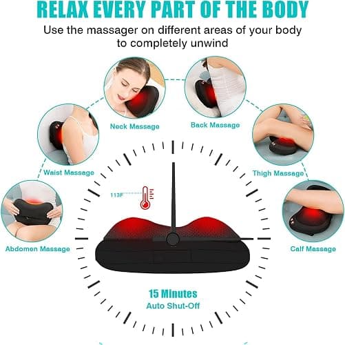 Shiatsu Back and Neck Massager with Heat, Electric Deep Tissue 3D Kneading Massage Pillow for Neck, Back, Shoulder, Leg, Foot, Whole Body - Best Gifts for Women Men Dad Mom thumbnail 4