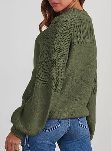 Dokotoo Women's Oversized Long Sleeve Crewneck Pullover Sweaters | Solid Color Knit Tops, Elegant Casual Fall Outfits, Soft Comfy Fashion Clothing, Trendy 2026 Winter Clothes thumbnail 2