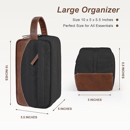Ezday Travel Toiletry Bag for Men, Hanging Toiletry Organizer, Water Resistant Shaving Kit with Large Capacity for Travel Accessories (Black, Medium) thumbnail 2