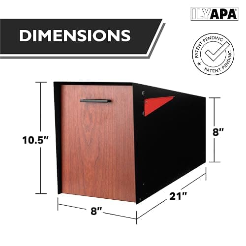Ilyapa Modern Mailbox Post Mount - Large Mailbox for Outside - Black Metal Mail Box - Powder Coated Steel - All Weather Resistant thumbnail 2