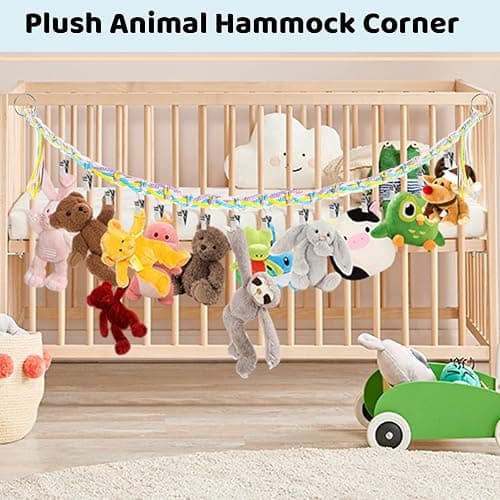 Colorful Hanging Stuffed Animal Holder with 20 Metal Clips, Boho Stuffed Animal Organizer Chain, Nursery Deco, for Hanging Hats and Socks, Festival Cards thumbnail 7