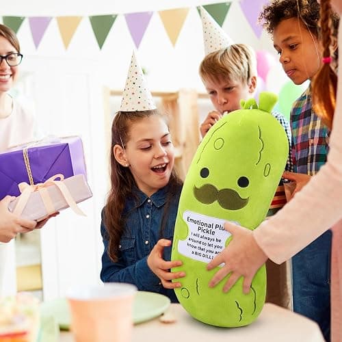 Sprinqdawin 20” Cucumber Emotional Plush, Green Pickle Stuffed Animals | Cucumber Stuffed Animal with Positive Warm Words, Soft Plush Toys Kids Adults Birthday Gifts , Vegetable Lover Plushie Pillow thumbnail 2