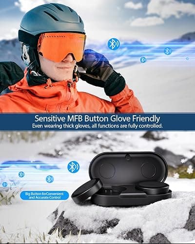 Doohoeek 2025 Ski Helmet Speaker, True Wireless Earbuds for Audio-Ready Helmets, Bluetooth Headsets with Charging Case & LED Display & IPX5 Water-Resistant, Glove-Friendly Controls thumbnail 2