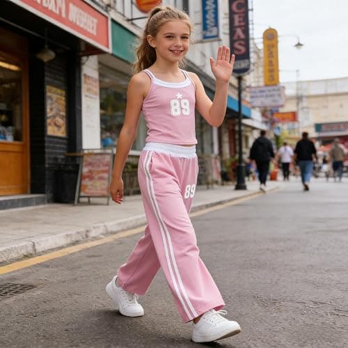 Voxikodex Girls Clothes 2 Piece Camisole Tank Tops & Wide Leg Pants Summer Active Outfits for Teen Girls Size 7-14Y thumbnail 5