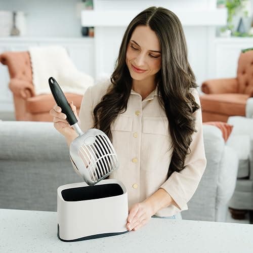 Heavy Duty Full Metal Cat Litter Scoop with Holder - Speed Sifter Litter Box Scooper Captures All Clumps - Kitty Litter Sifting Shovel Comfy Handle - Cat Scooper Includes Litter Bags & Non-Slide Clip thumbnail 4