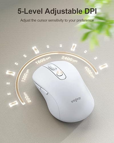 wegear USB Wireless Mouse for Laptop PC Mac, 2.4GHz Cordless Mouse-White | Ergonomic Portable Optical Computer Mice with 6 Buttons, 5-Level Adjustable 4000 DPI,24-Month Battery Life thumbnail 3