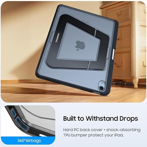 Fintie Shockproof Case for iPad Air 11-inch M3 (2025) / M2 (2024), iPad Air 5th (2022) / 4th Generation (2020) 10.9 Inch - Slim Frosted Hard Cover with Multi-Angle Kickstand & Pencil Holder, Black thumbnail 7