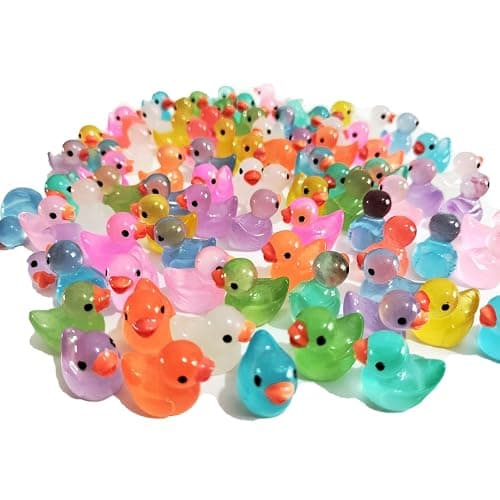 Cidinge 60 Pcs Mini Resin Ducks Luminous Tiny Ducks Miniature Duck Glow in The Dark for DIY Garden Dollhouse Duck Accessories Micro Landscape Aquarium Party Decor thumbnail 3
