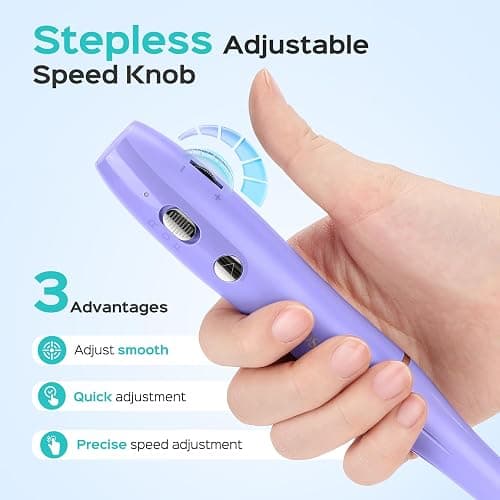 COSLUS Cordless Electric Nail Drill File: Nail Drill Machine with Stepless Speed Knob for Acrylic Gel Dip Powder Polish, Professional Portable Manicure Pedicure Rechargeable for Home Salon Use Purple thumbnail 3