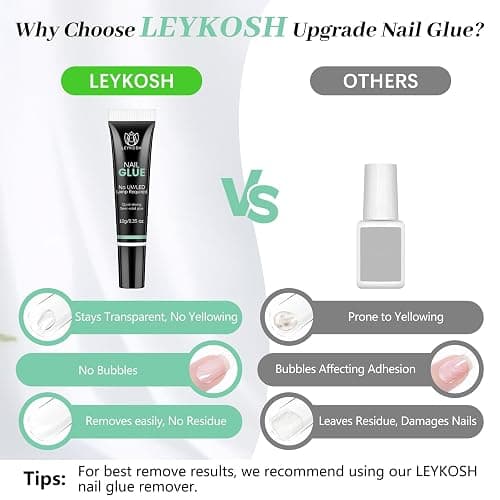 Nail Glue for Press Ons, 10s Fast-Drying No U V Light Needed - Upgrade Super Strong Semi Solid Nail Glue Last Up to 28+ Days & Easy to Remove, 10g*2 High Capacity Suitable for Fake & Acrylic Nail Tips thumbnail 6