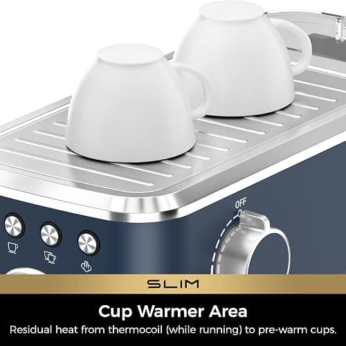 CHULUX Slim Espresso Machine with Milk Frother Steam Wand, 20 Bar Professional Italian Pump Espresso Coffee Machine for Home Cappuccino & Latte Maker, Navy thumbnail 7