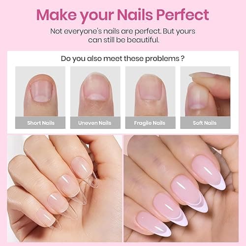 Beetles Medium Almond Nail Tips 576pcs 12 Sizes, Pre-Etched Soft Gel Nail Tips Half Matte Full Cover Press on False Nail Tips Clear Acrylic Nails Glue on Nails DIY Nail Extension Gift for Women thumbnail 4