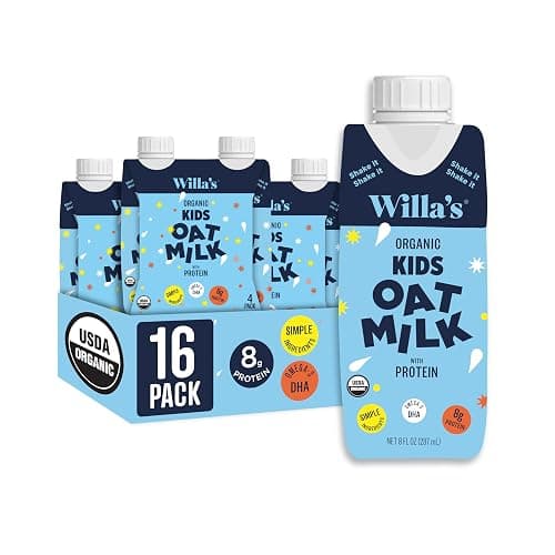 Willa's Organic Kid's Oat Milk with 8g Protein & 240g Calcium 8.25 oz - Plant-Based Milk for Kids, Dairy-Free, Bobby Approved, 2g Fiber – 16 Pack - Image 1