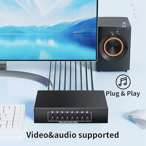 BolAAzuL RCA Switch 8 in 1 Out Composite Video L/R Audio Selector Box 8X1, 8-Way RCA Switcher - 8 Port AV Selector Switch - Plug & Play for Wii PS2 Xbox DVD STB HDTV thumbnail 5