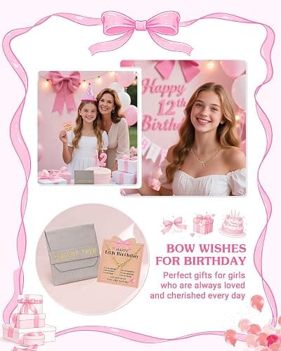 UNGENT THEM You Are Loved - Cute Bow Necklace Happy 8th 9th 10th 11th 12th 13th 14th 15th 16th 18th Birthday Gifts for Girls Women thumbnail 6