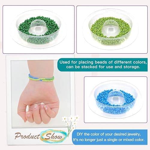 INDIVSHOW Clay Bead Spinner,Seed Beads Kit with 3 Pcs Quick Changed Trays,Beading Needles for Jewelry Making (Wooden) thumbnail 4
