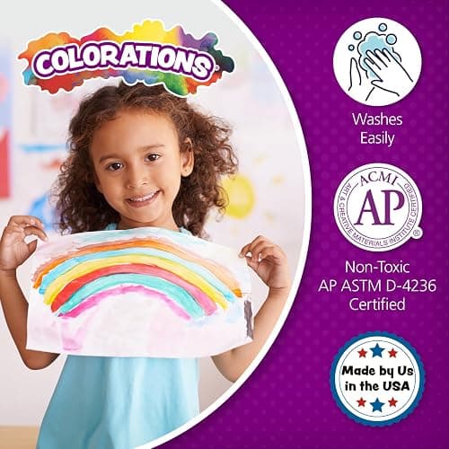 Colorations Paraben-Free Washable Tempera Paint for Kids - 8 Ounce Bottles, Set of 6 Primary Colors, Non-Toxic and Made in The USA thumbnail 3