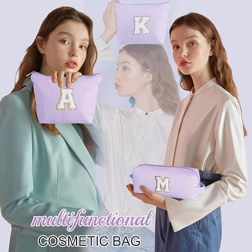 YOOLIFE Bridesmaid Gifts for Wedding Day | Preppy Makeup Bag & Organizer | 30th Birthday Gift | Purple thumbnail 4