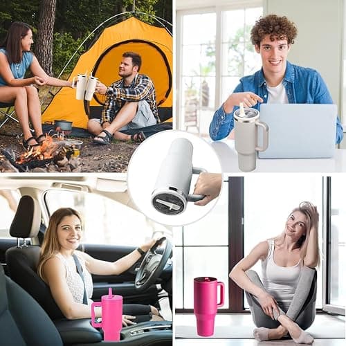 40oz Flip Straw Lid Replacement 4 Pack for Stanley Quencher Tumbler, Spill Proof & Leak Resistant Cup Lids Accessories, 4 PCS in 4 Colors thumbnail 6