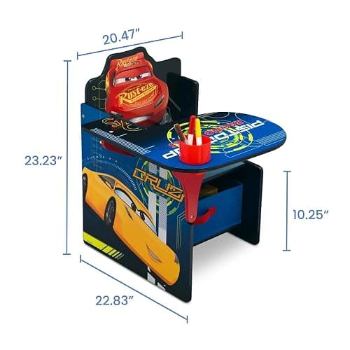 Delta Children Chair Desk With Storage Bin, Disney/Pixar Cars | Kids Chair Desk Includes Fabric Storage Bin and Cup Holder, Low to the Ground for Easy Access, Ideal for Toddlers/Kids Age 3+ thumbnail 3